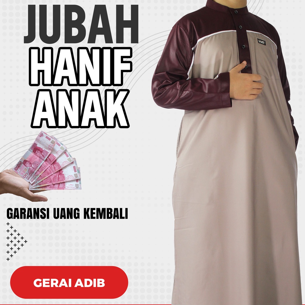 Promo Gamis Anak Cowok Jubah Premium ikhwan Laki Laki Hanif Bahan Katun Premium Warna Kombinasi Umur