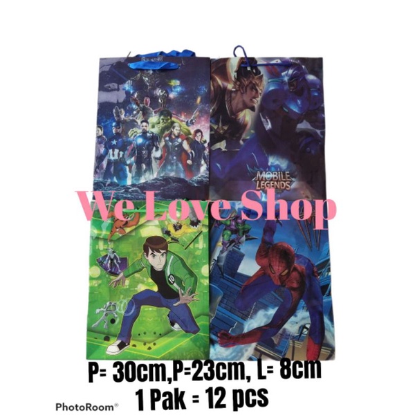 

tas kertas besar snack ulang tahun / tas snack ultah isi 12pcs