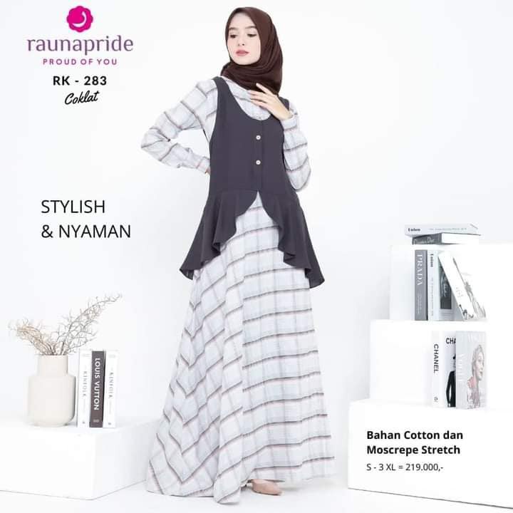 NEW ARRIVAL GAMIS RAUNA RK 283 COKLAT/GAMIS RAUNA DEWASA/GAMIS RAUNA TERBARU