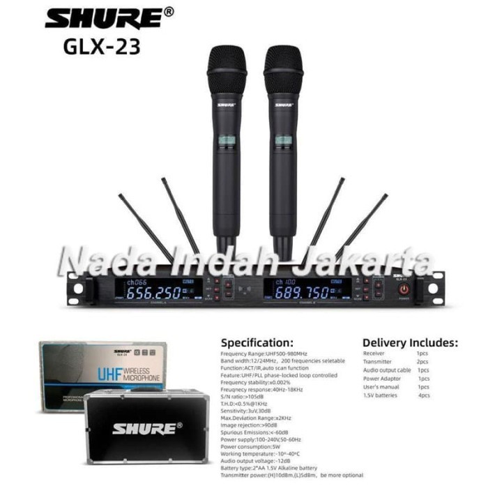 Microphone Wireless SHURE GLX 23 KOPER Mic tanpa kabel Multi Channel