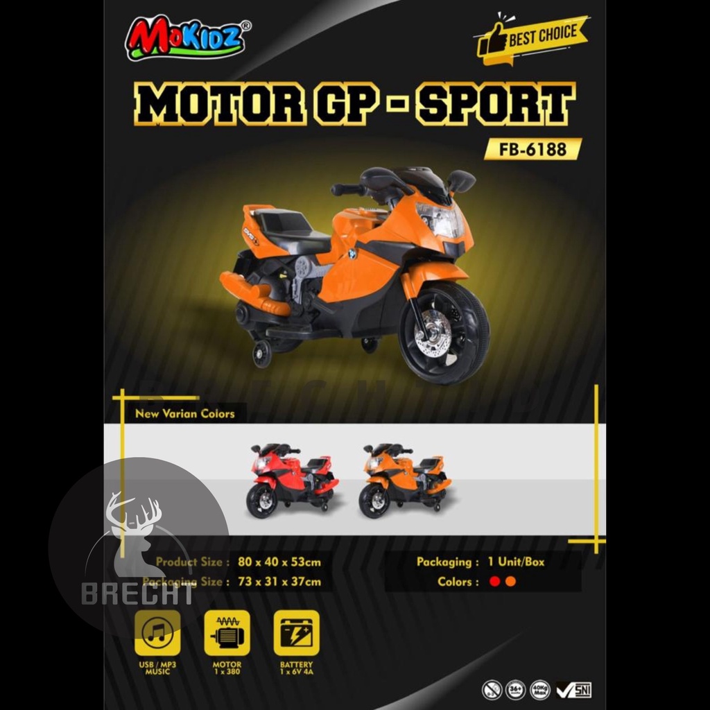 Mainan Anak Motoran Aki Mokidz Mini GP Sport FB 6188 Sudah Termasuk Charger