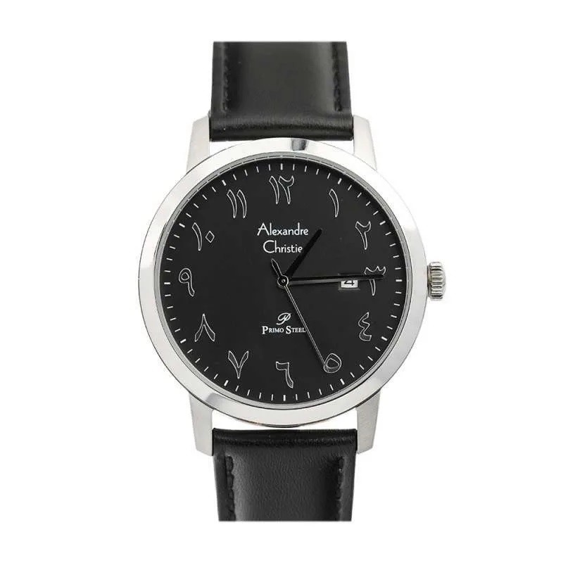 JAM TANGAN PRIA ALEXANDRE CHRISTIE AC1024 MDLSSBA LEATHER ARABIC NUMBERS