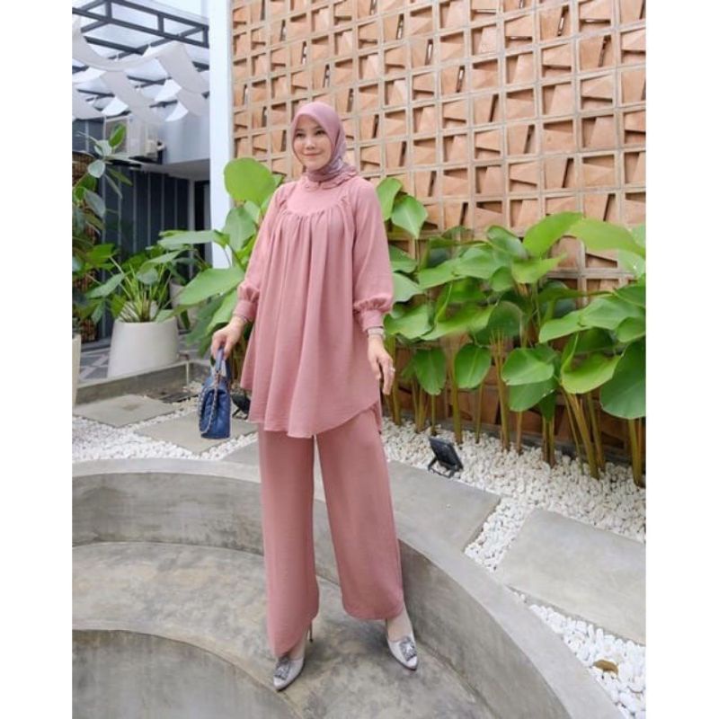 Kliwir Setelan celana panjang Jumbo crinkle