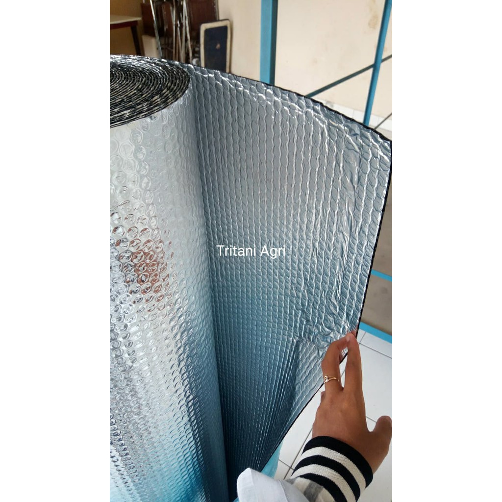 Aluminium Foil Bubble Lebar 1,2m Peredam Panas Suhu Atap Rumah double side bubble wrap
