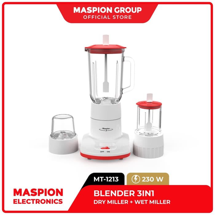 MASPION Blender Kaca 1 Liter - 3in1 3 Tabung MT 1213 - Garansi Resmi 1 Tahun