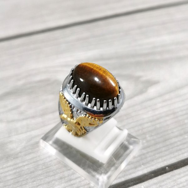 Cincin Natural Batu Akik Biduri Sepah Tiger Eye Termurah