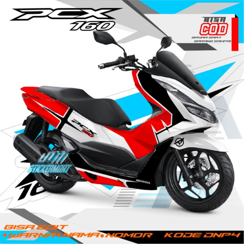 sticker decal pcx 160 warna merah putih kode 6