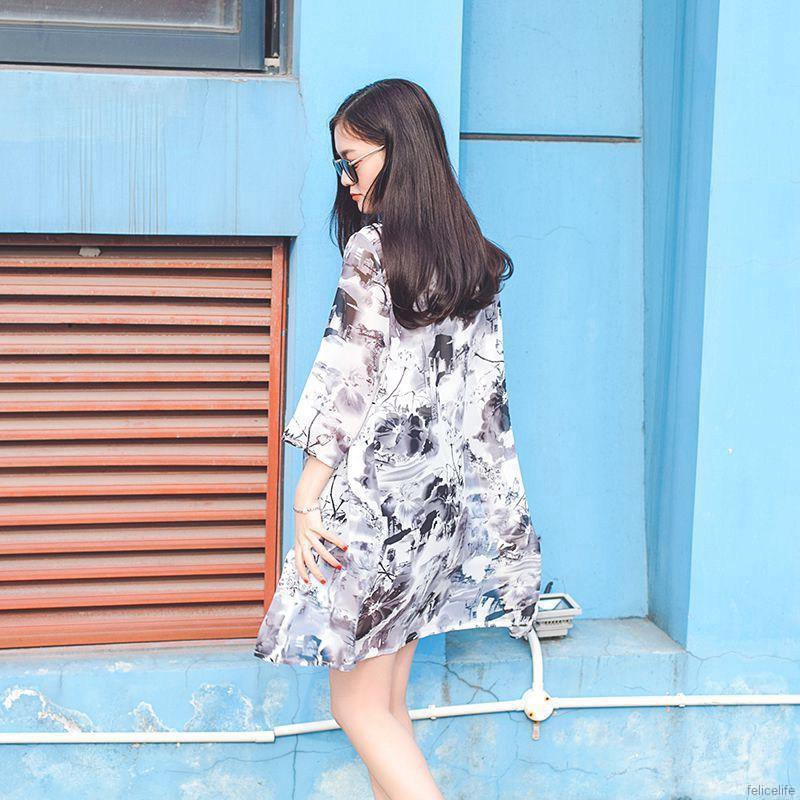 BAHAN TERBAIK KUALITAS BAGUS LEMBUT OUTWEAR OUT WEAR Q/ Cardigan Sifon Lengan Panjang Motif Print