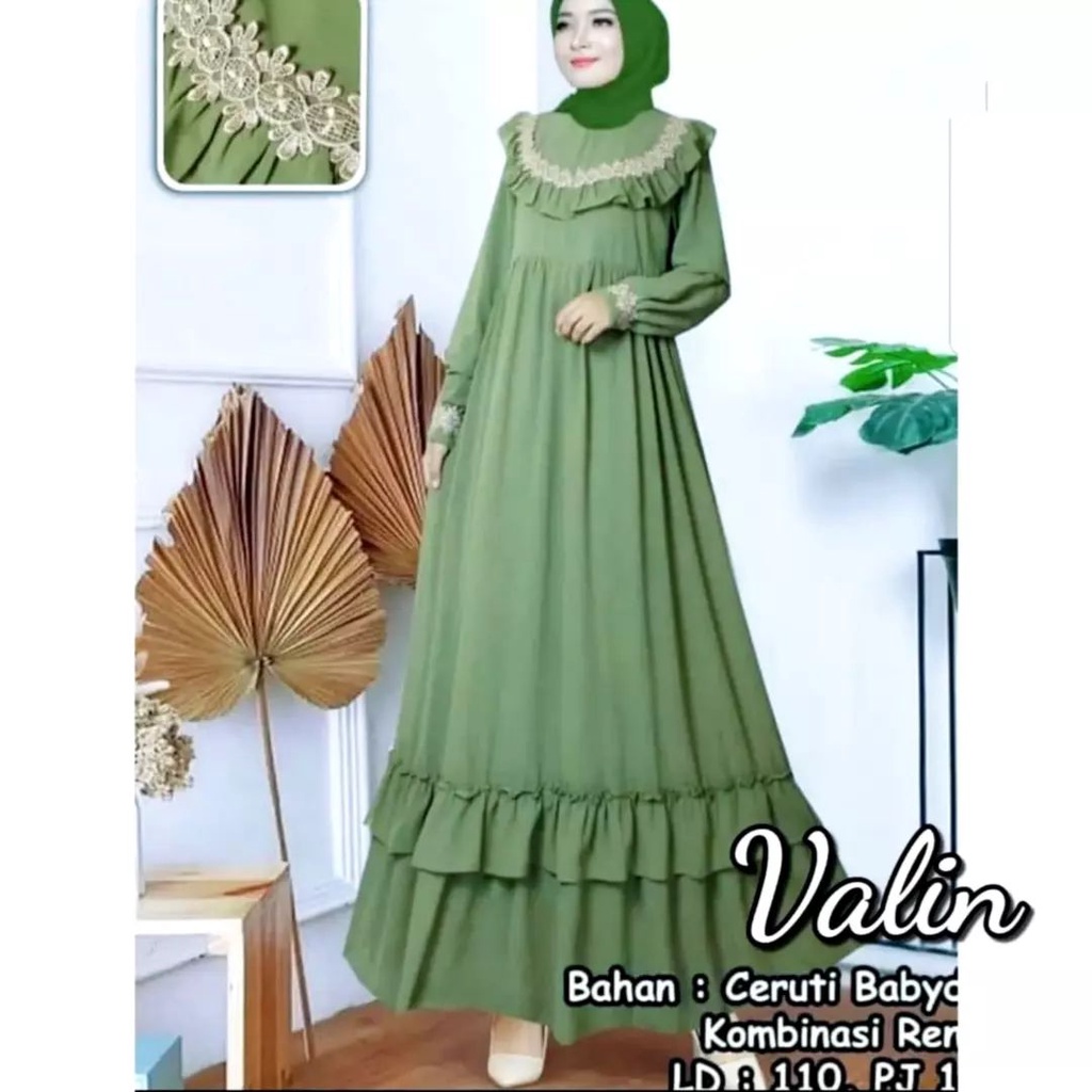 Gamis Ceruty Peremium Valin Dress Gamis Pesta Mewah Elegan Gamis Kondangan Modern Long Dress Muslim Baju Wanita Jumbo