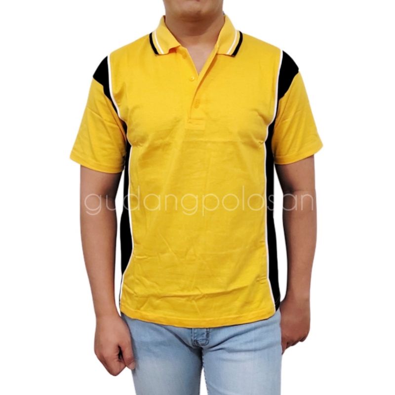 GP POLO KATUN KARDET/KAOS KATUN KOMBINASI/KUNING-HITAM