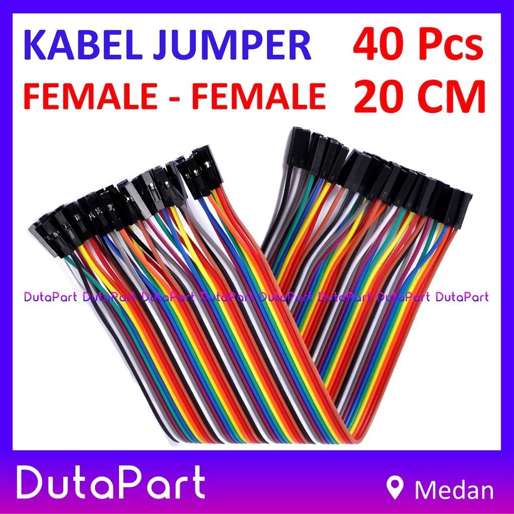 40Pcs Kabel Jumper 20cm FEMALE to FEMALE Dupont Cable Wire Pelangi