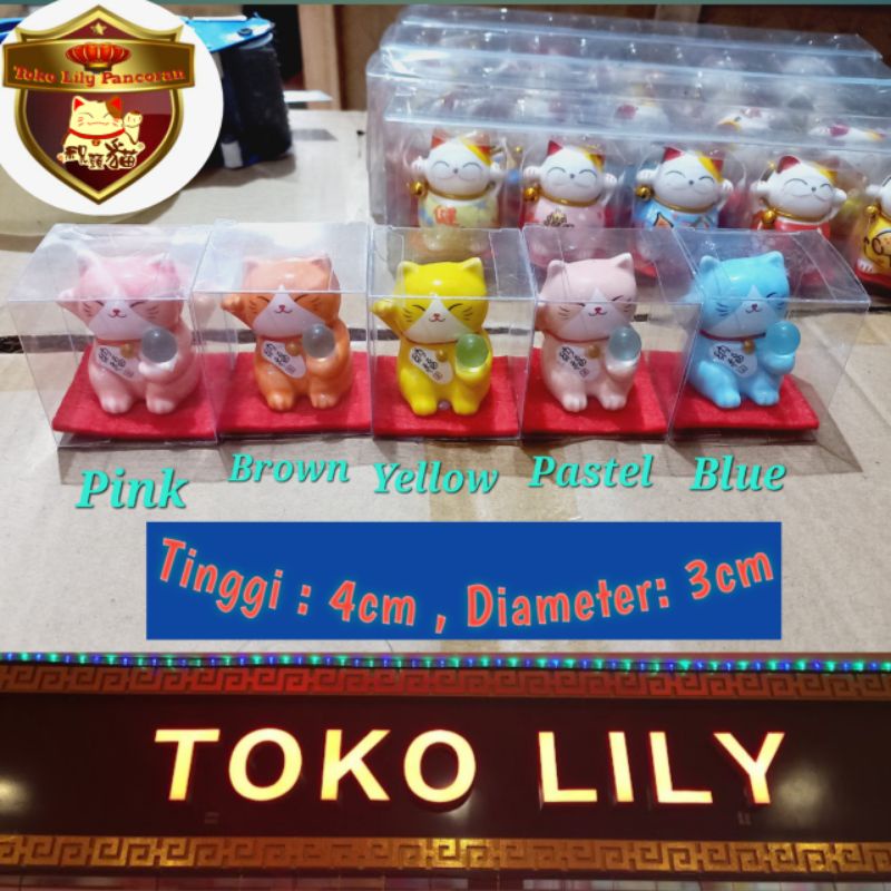 Pajangan Kucing Keramik Mini 4cm / Maneki Neko Mini / Lucky cat Imut / Kucing Hoki Mini