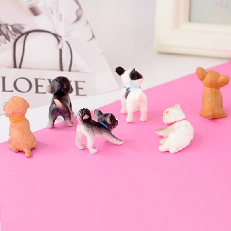 Mary 6pcs Model Angka Resin Anjing Manusia Hidup Kitty Boutique Koleksi Miniatur Doggy Mainan Anak Rumah Boneka Meja Pasir A