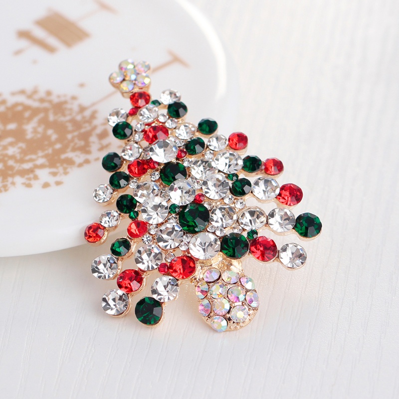 SIY  New Christmas Brooch Pins Tree Rhinestone Jewelry Fashion Women Gifts Decoration