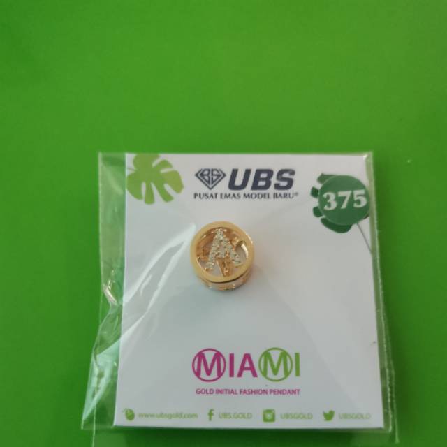 Charm mainan gelang MIAMI huruf A kadar 375 UBS