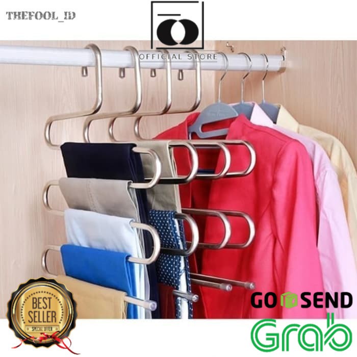 GARANSI 2 BULAN STAINLESS PANTS RACK JEAN Hanger handuk Multifungsi