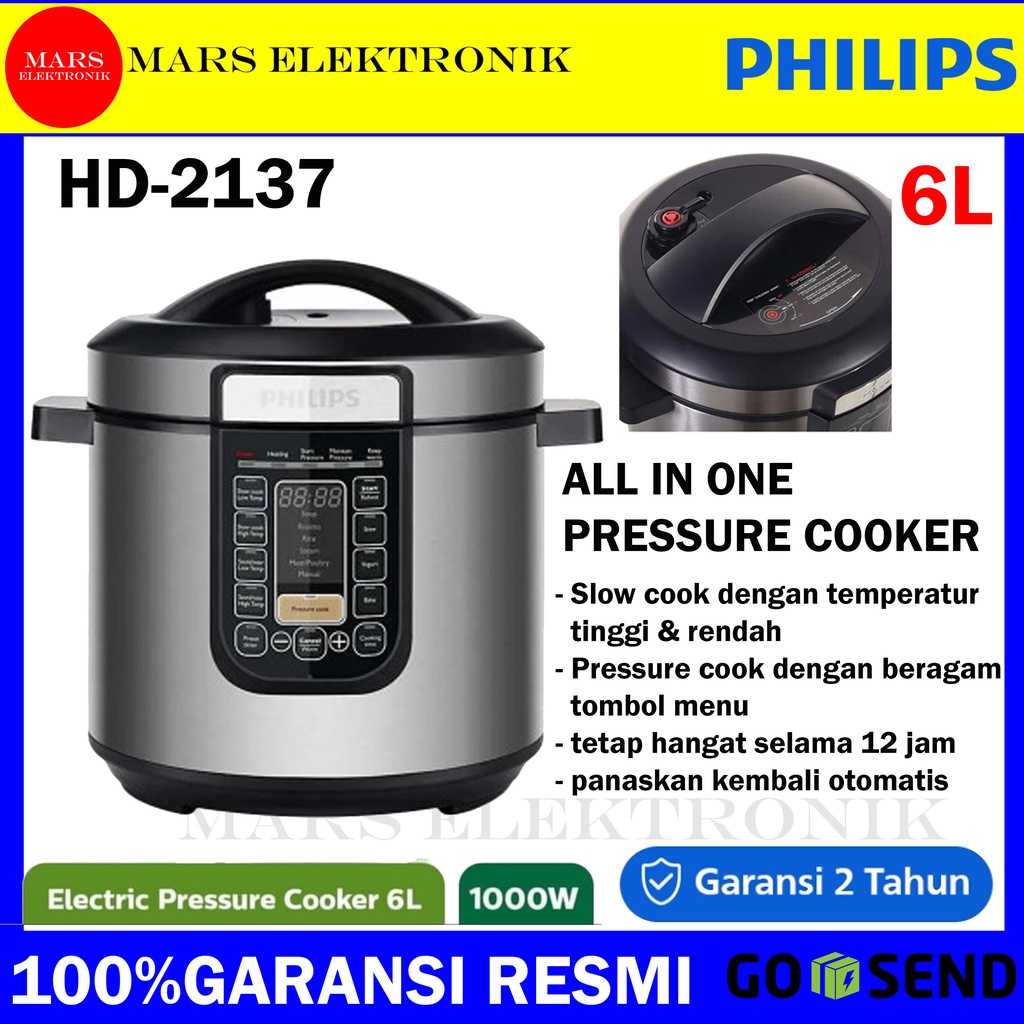 PHILIPS ALL IN ONE ELECTRIC PRESSURE COOKER HD-2137 - NEW 2022 - RICE COOKER PHILIPS HD 2137 - PRESTO COOKER PHILIPS HD2137