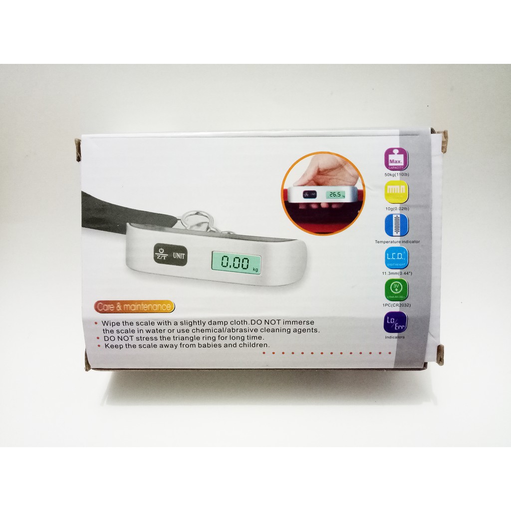 Timbangan koper Digital Gantung 50 Kg Silver Electronic Luggage Scale Original