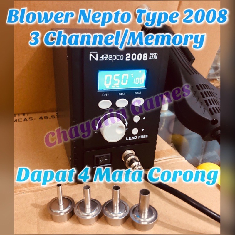 Blower - Solder Uap ORI NEPTO Type 2008 Digital Ada 3 Tombol Channel