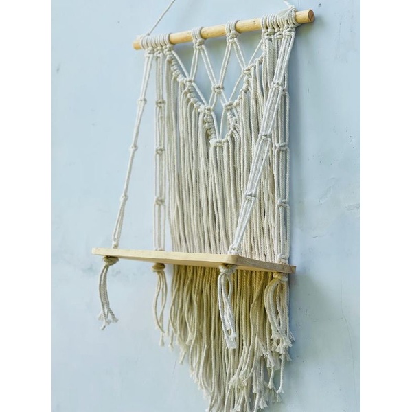 READY STOK) macrame rak kayu silang/ macrame ambalan/ Dekorasi rumah