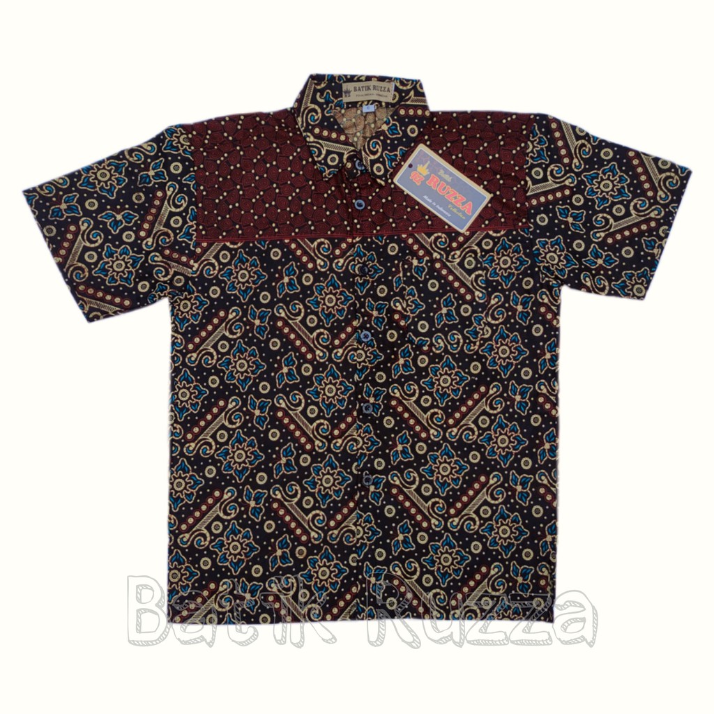 RUZZA Batik Anak Ukuran 0-15 Tahun Kemeja Motif Mataram Songket Hijau Tosca Baju Laki-laki