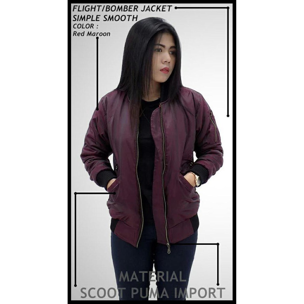 Jaket Bomber Polos Cewe / Jaket Pilot Wanita Taslan JN Waterproof / Jaket Motor Cewek Bikers Outdoor