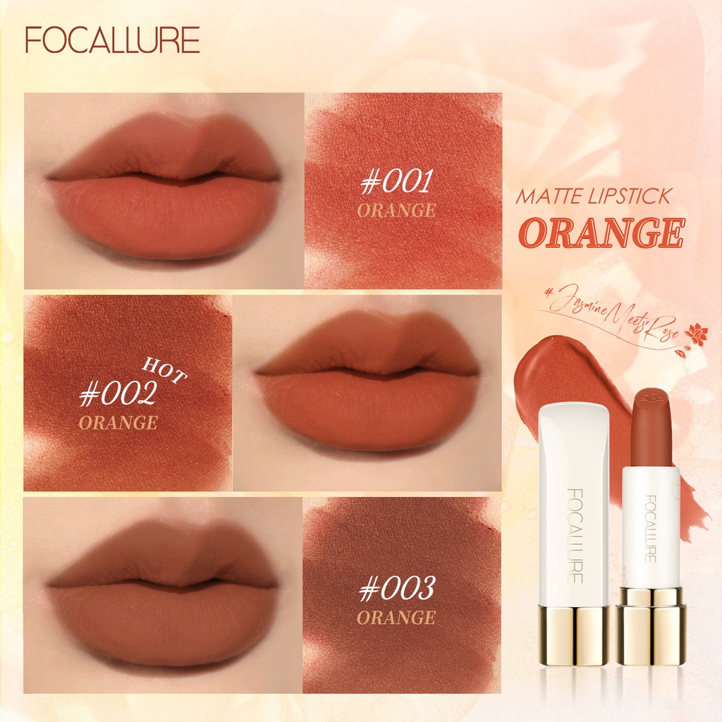 Focallure #JasmineMeetsRose Matte Lipstick-Tahan air kosmetik bibir lipstik fa203