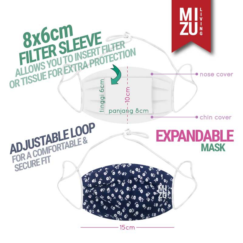 [SALE] MIZU PALLINA KIDS Cloth Face Mask Masker Anak Kain Corak 3 Ply Sarung Filter NON-MEDIS