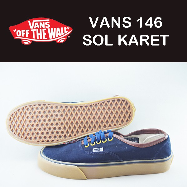 sepatu pria Vans 146 Kanvas Sol Karet biru