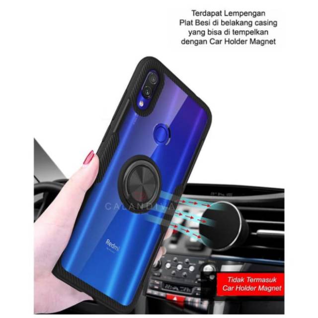 Case Redmi Note 7 - Fuze Carbon Stand Holder Ring Casing Xiaomi Redmi Note 7 SC