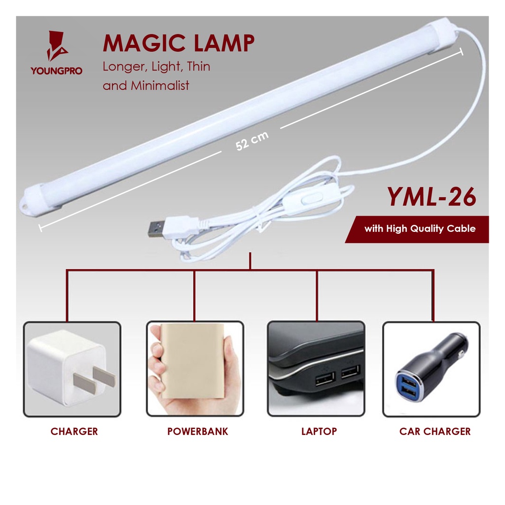 LAMPU STICK DARURAT LAMPU LED 26 CM 37 CM 52 CM - YOUNGPRO MAGIC LAMP