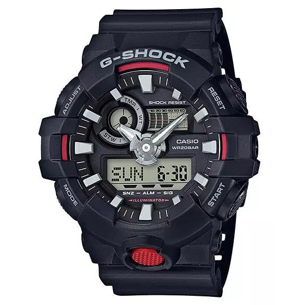 Casio G-Shock - GA-700-1ADR - Jam Tangan Pria - Black Red- Strap Resin