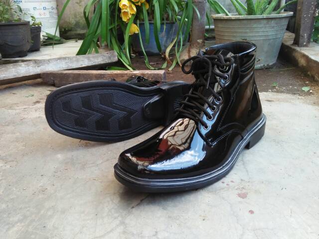 Sepatu pdh pria model tali hidup resleting hitam glos - pdh scurity - pdh TNI - pdh polisi - pdu pdl