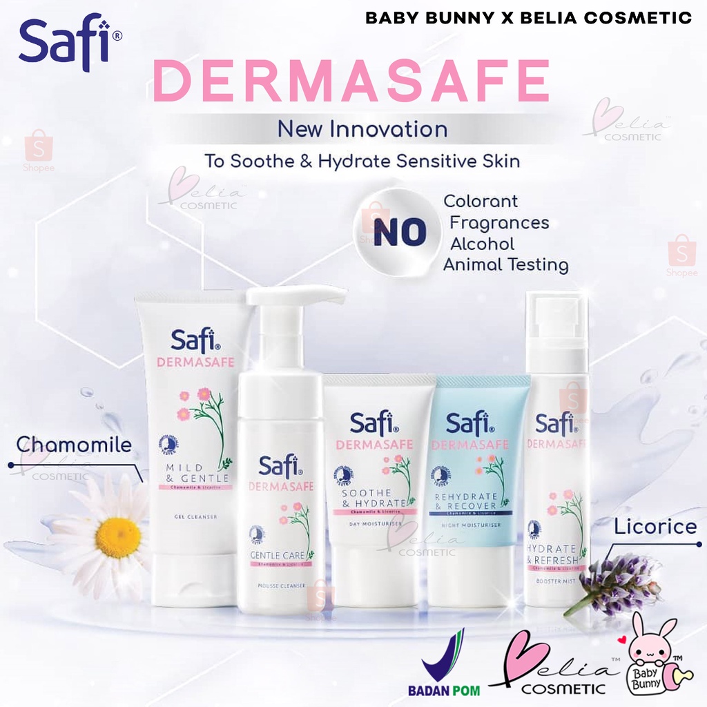 ❤ BELIA ❤ Safi Dermasafe Gel Cleanser Mousse Booster Mist Day Night Moisturizer 3 Essential Kit