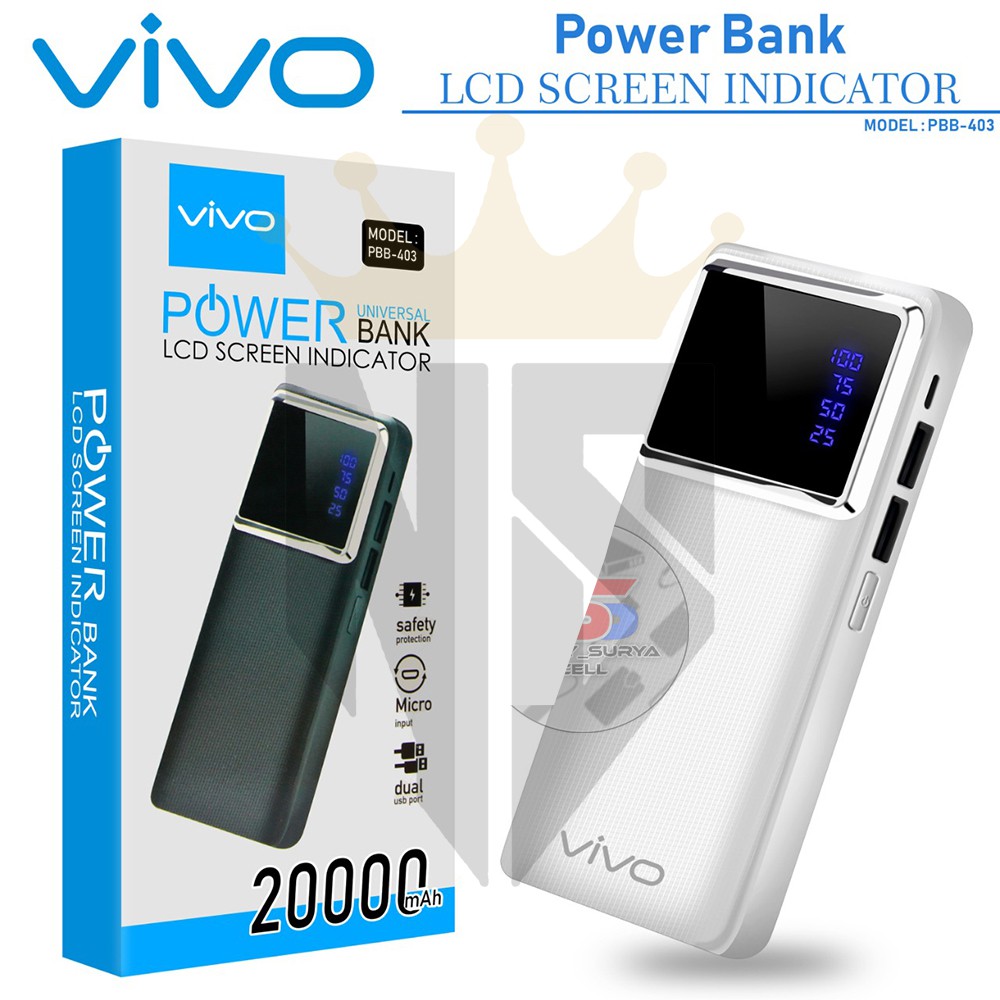 PB POWERBANK POWER BANK VIVO MURAH KAPASITAS 20000 mAh PBB 403