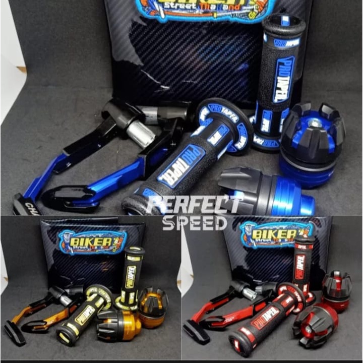 (PAKET 4 ITEM) KULIT JOK HITAM+PROGUARD ROBOT+JALU AS RODA+HANDGRIP PROTAPER UNIVERSAL SEMUA MOTOR