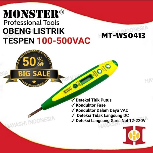 Obeng Min Tespen Listrik Digital Display Testpen AC DC 12 - 500 V Volt