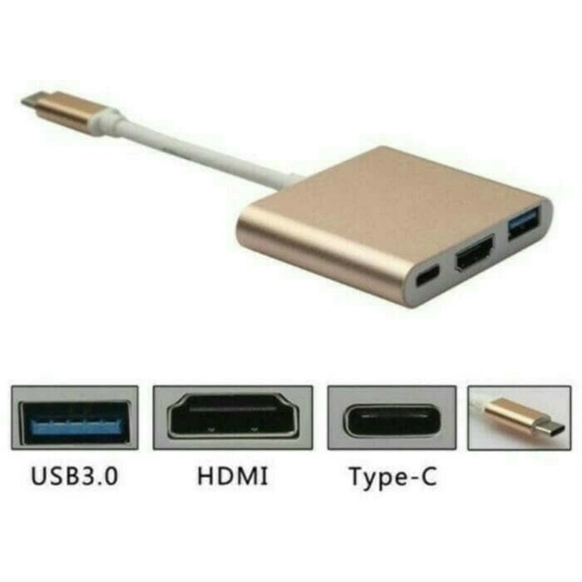 Converter USB Type C to HDMI + TypeC + USB 3.0 Adapter Cable