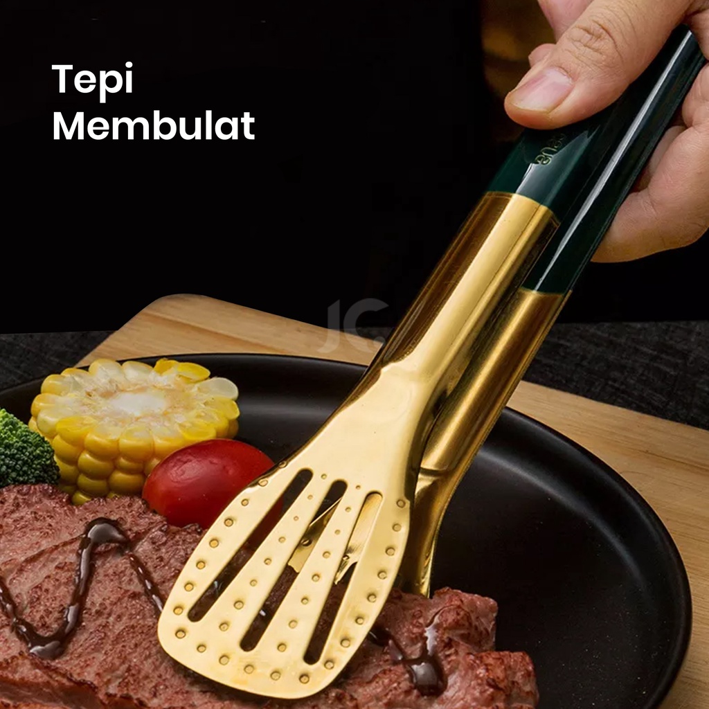 FOOD TONGS 23.5VM CAPITAN MAKANAN NORDIC STYLE GOLD PLATE MP21U