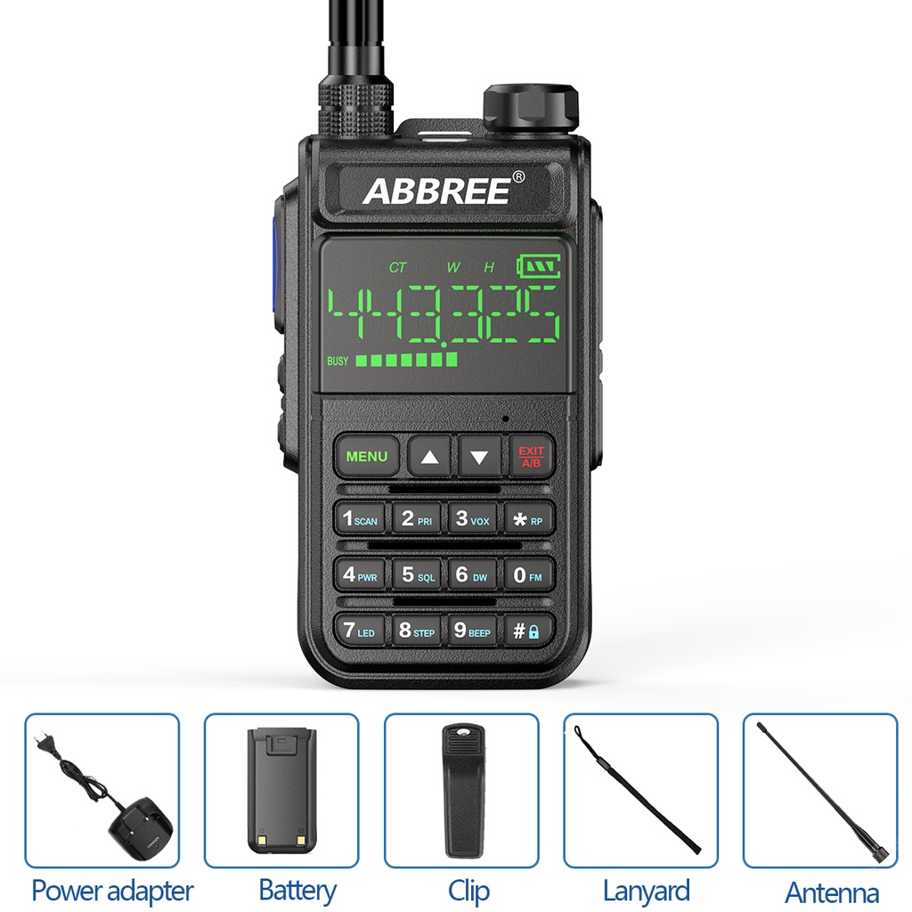 HT ABBREE AR-518 FULL BAND Walkie Talkie 8800mAh Copy Frequency 1.77 inch