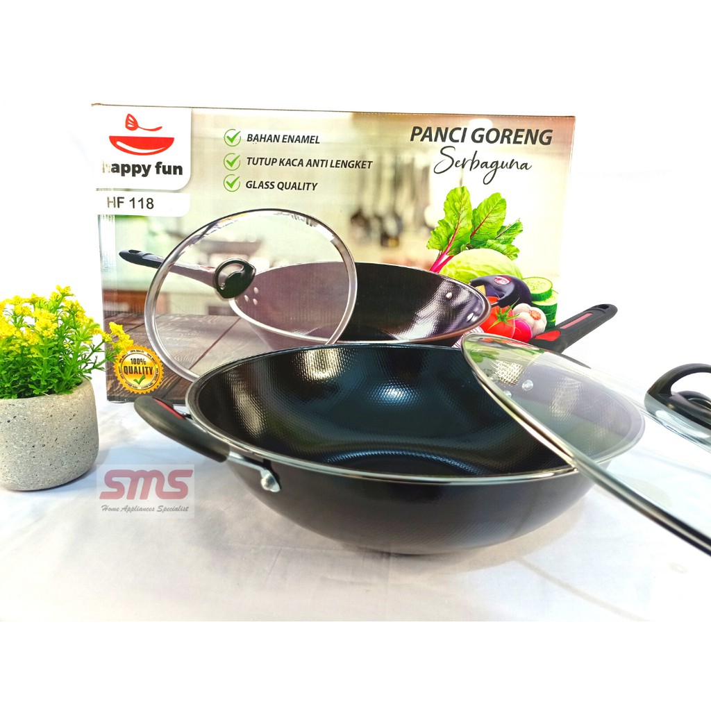 Panci Goreng Serbaguna Happy Fun HF 118 / Wajan Enamel