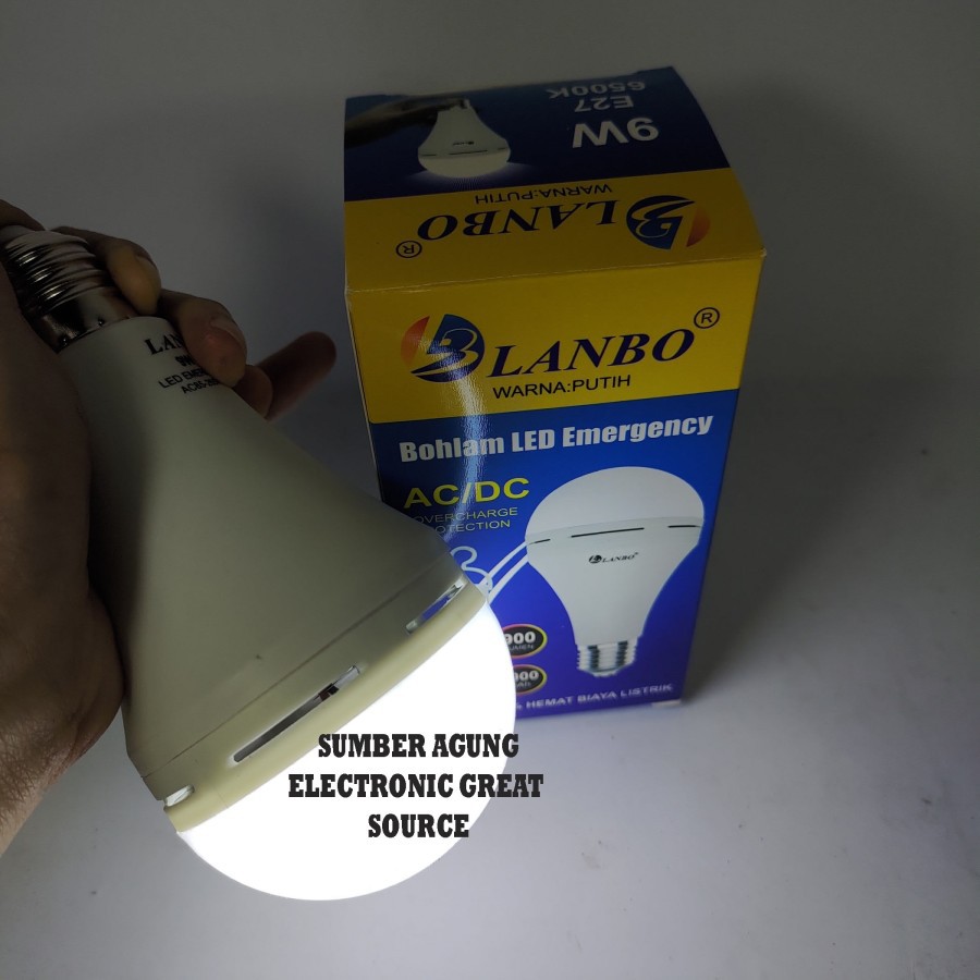 Lanbo Bohlam LED Emergency Murah AC DC 9W 9 Watt Mati Lampu Tetap Nyal