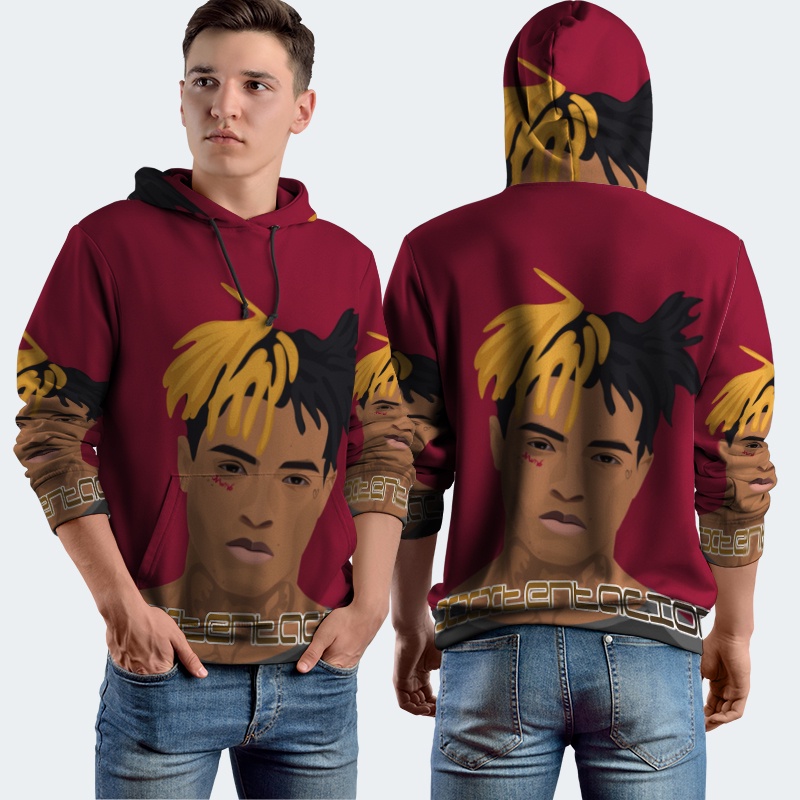 Jaket Hoodie Fullprint XXXTENTACION Bahan Polyester Jersey