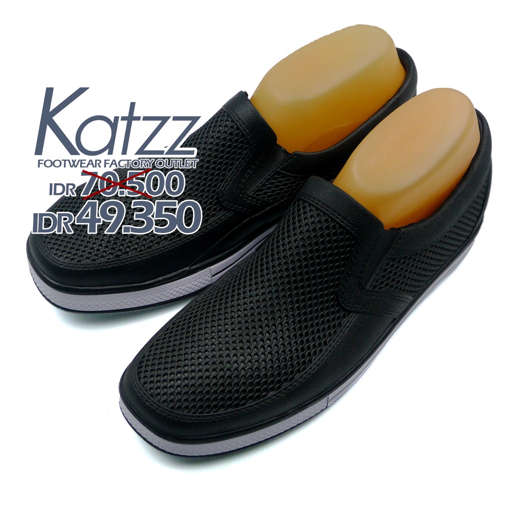 Katzz- Sepatu Slip on Pria Hitam UK 37 - 40 Sepatu Kerja/Sepatu kuliah/Sepatu Hangout / Sepatu Murah