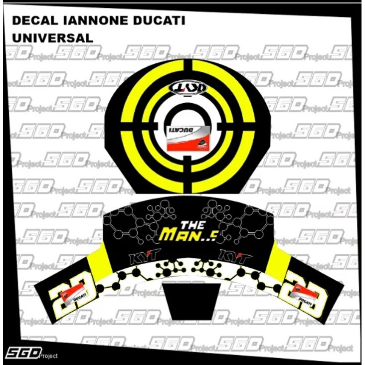 Sticker Decal Helm Ianone Ducati Universal For Fullface