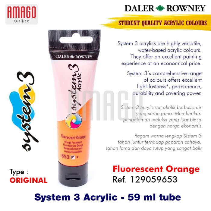 

Hot Sale Daler-Rowney - System 3 Acrylic 59 Ml - Fluorescent Orange - 129059653 Murah