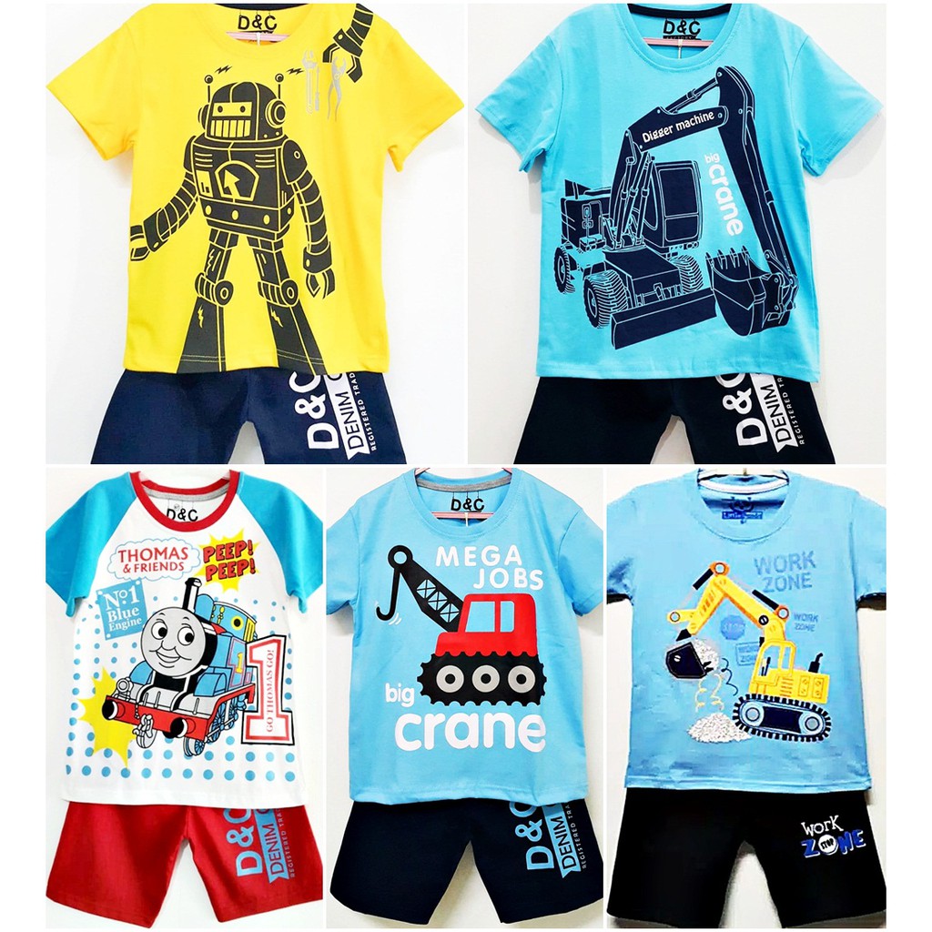 Setelan Baju  anak  Laki laki umur 1 10 tahun motif Robot  