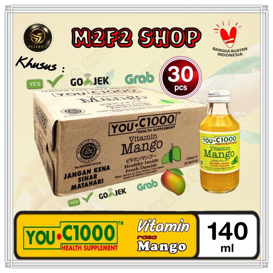 

YOU C1000 | C 1000 Vitamin Mango | Mangga Botol Beling - 140 ml Kemasan Karton (Khusus Bluebird/Gojek/Grab)