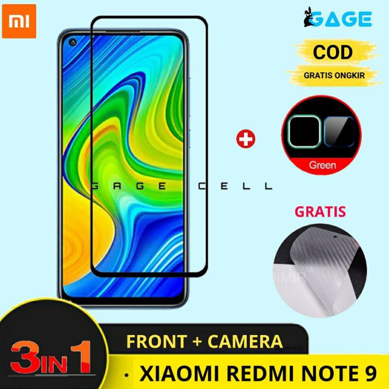 4IN1- Tempered Glass Tg Anti Gores Kaca Full Layar Kamera Xiaomi Redmi Note 9 Screen Protector