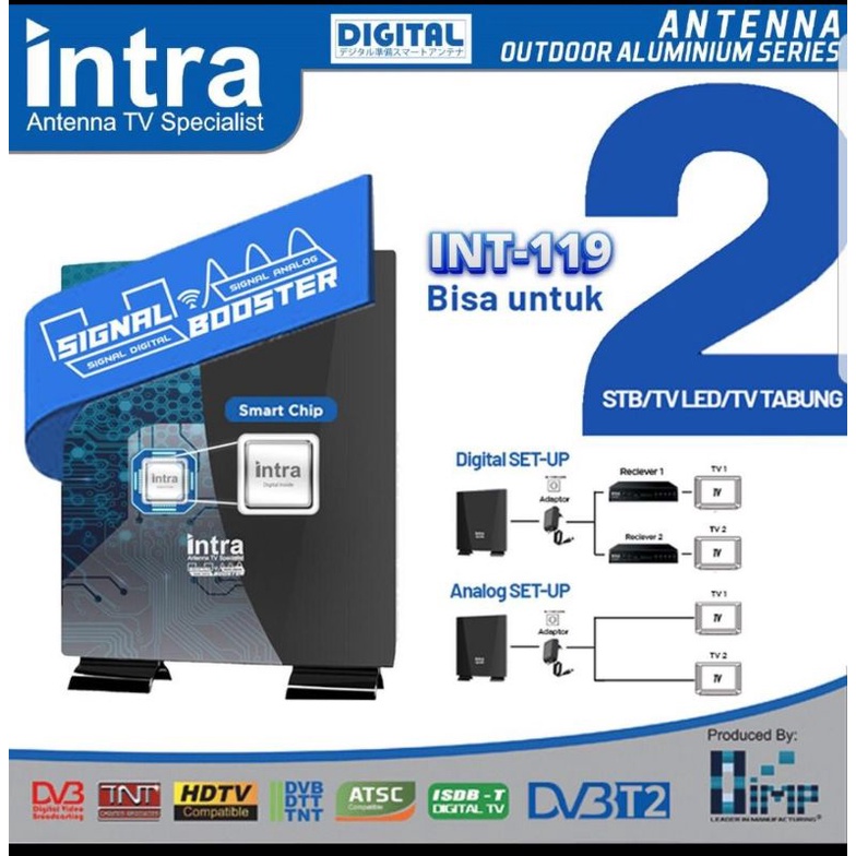 ANTENA TV DIGITAL &amp; ANALOG INDOOR OUTDOOR INTRA INT 119 FREE CABLE 10M